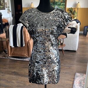 Morgan Taylor evening Sequin Silver and Black Dress